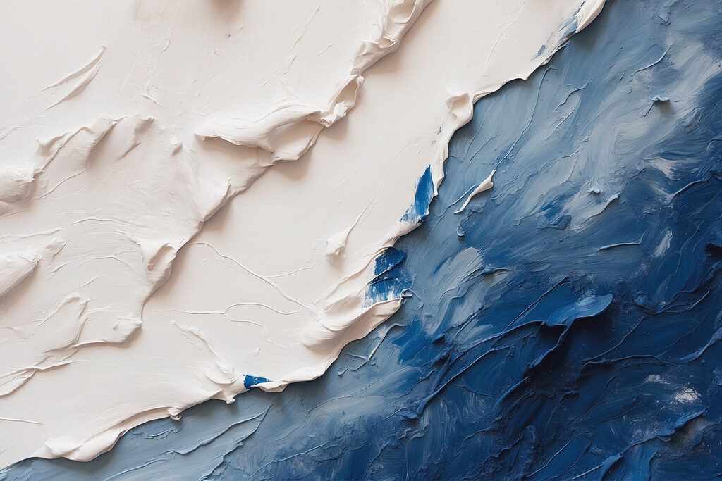 Bianco su blu profondo — design completo