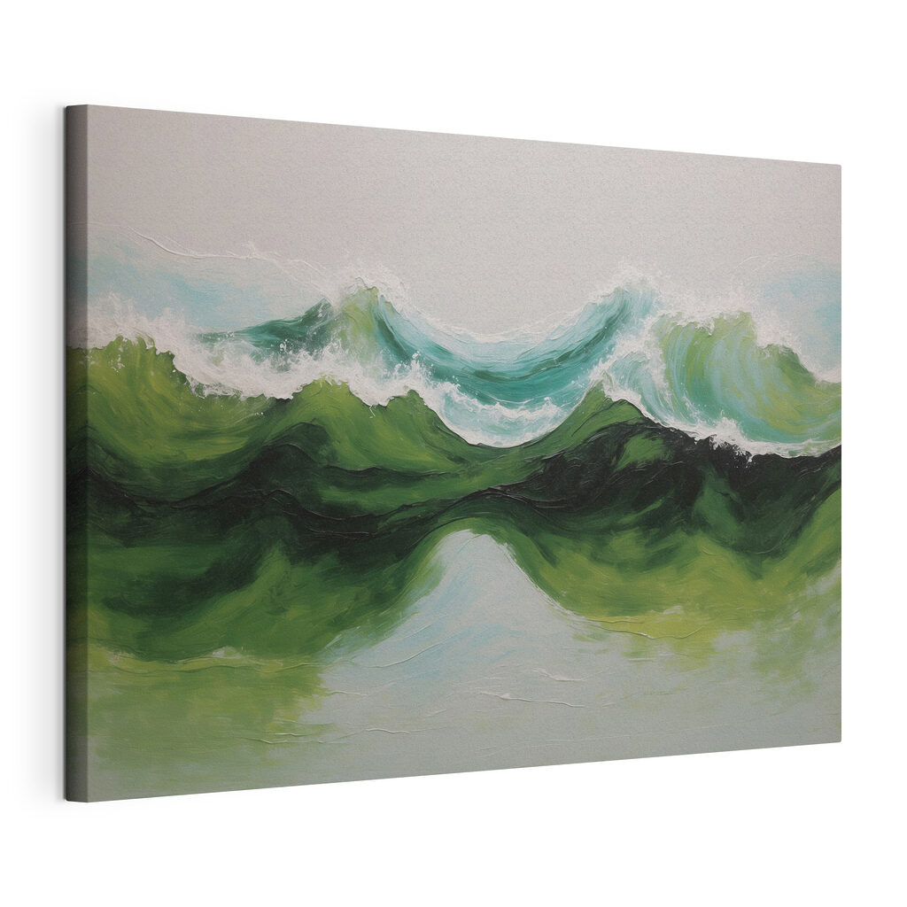 Onde verdi con schiuma, tela tesa e bordo avvolto
