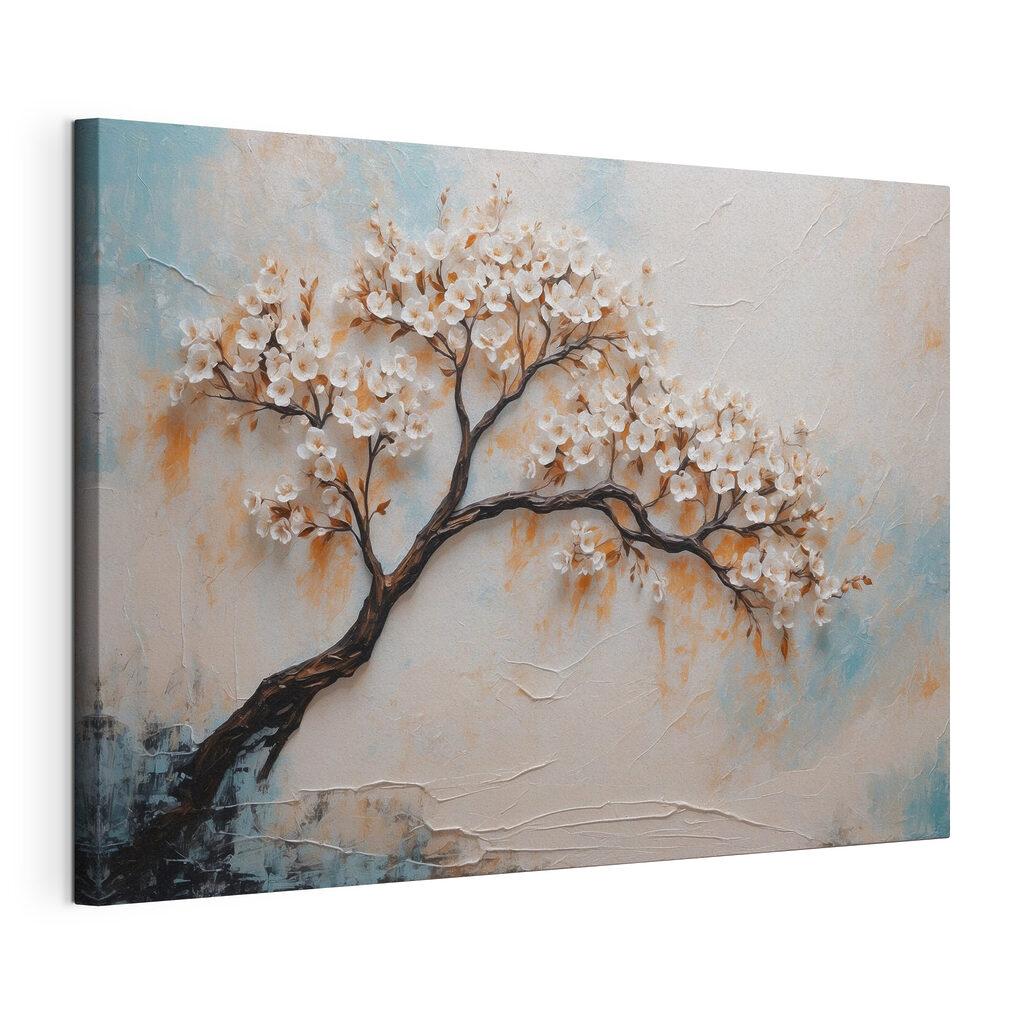 Fiori su ramo curvo, tela tesa e bordo avvolto