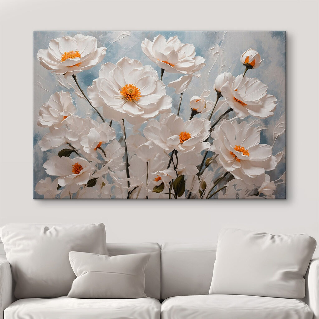 Fiori bianchi, cuori arancio — ambiente 2