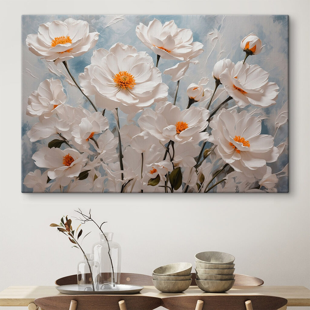Fiori bianchi, cuori arancio — ambiente 3