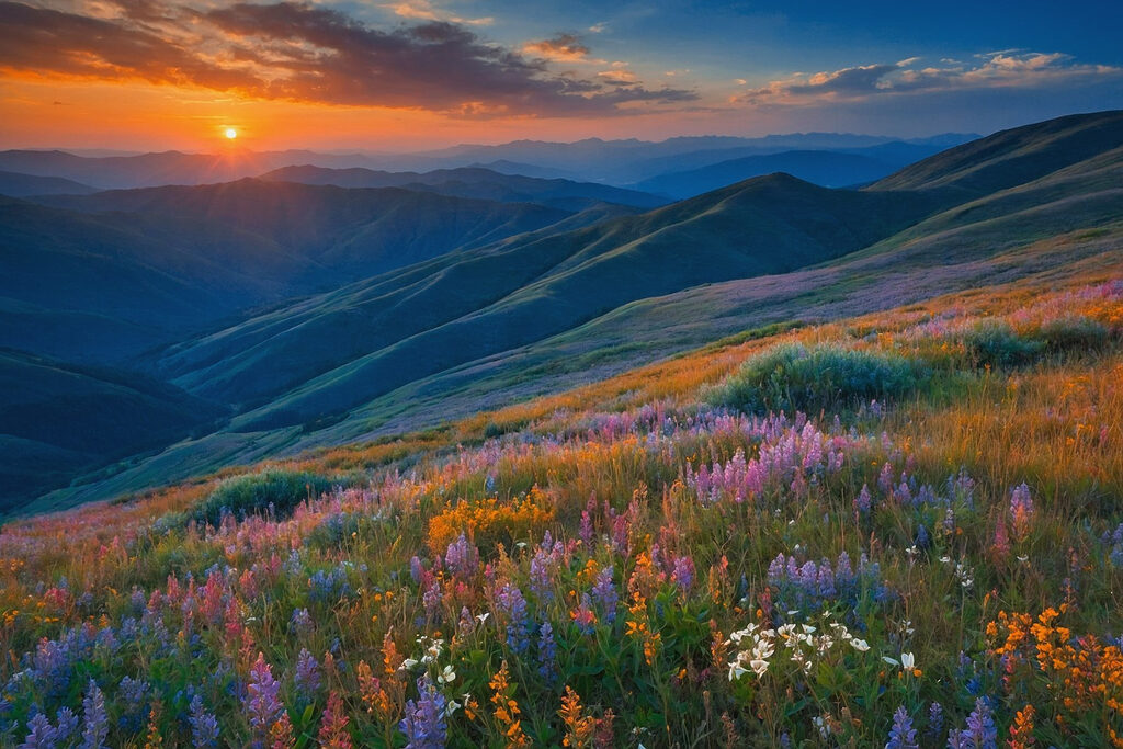 Pascolo viola al tramonto — design completo