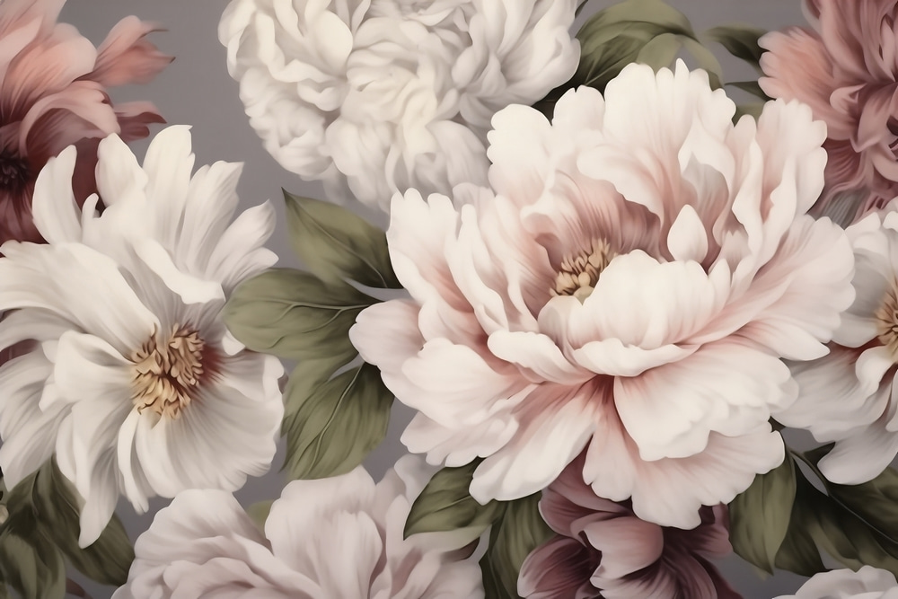 Fiori rosa crema fitti — design completo