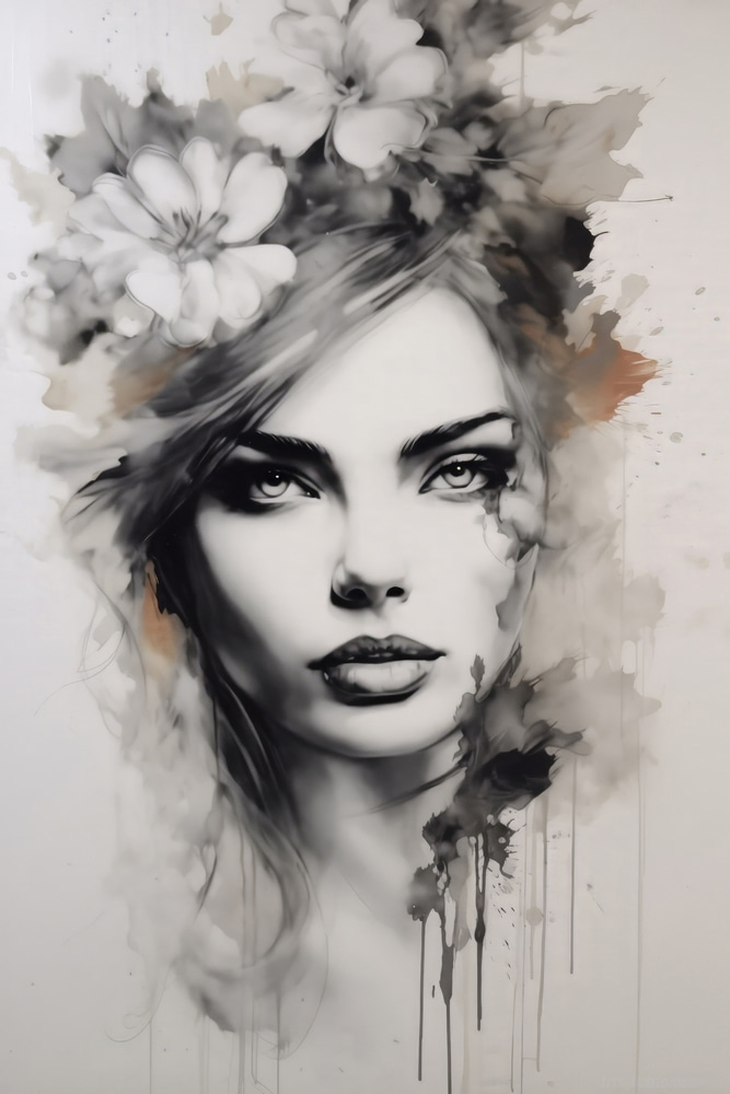 Fiori sopra occhi disegnati — design completo