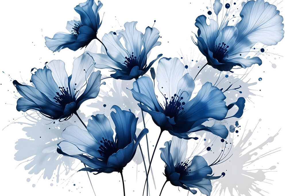 Fiori blu e inchiostro — design completo