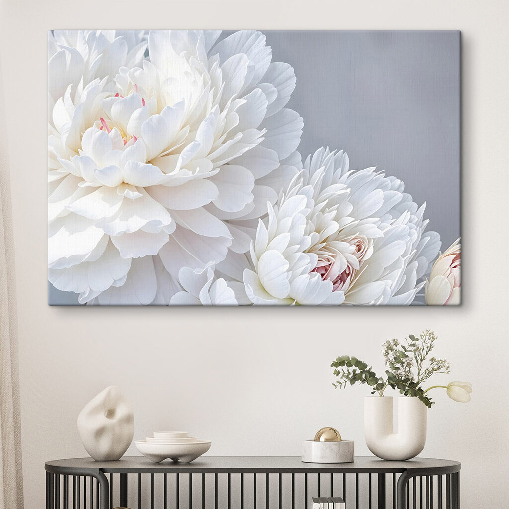 Peonie bianche, accenti rosa — ambiente 1