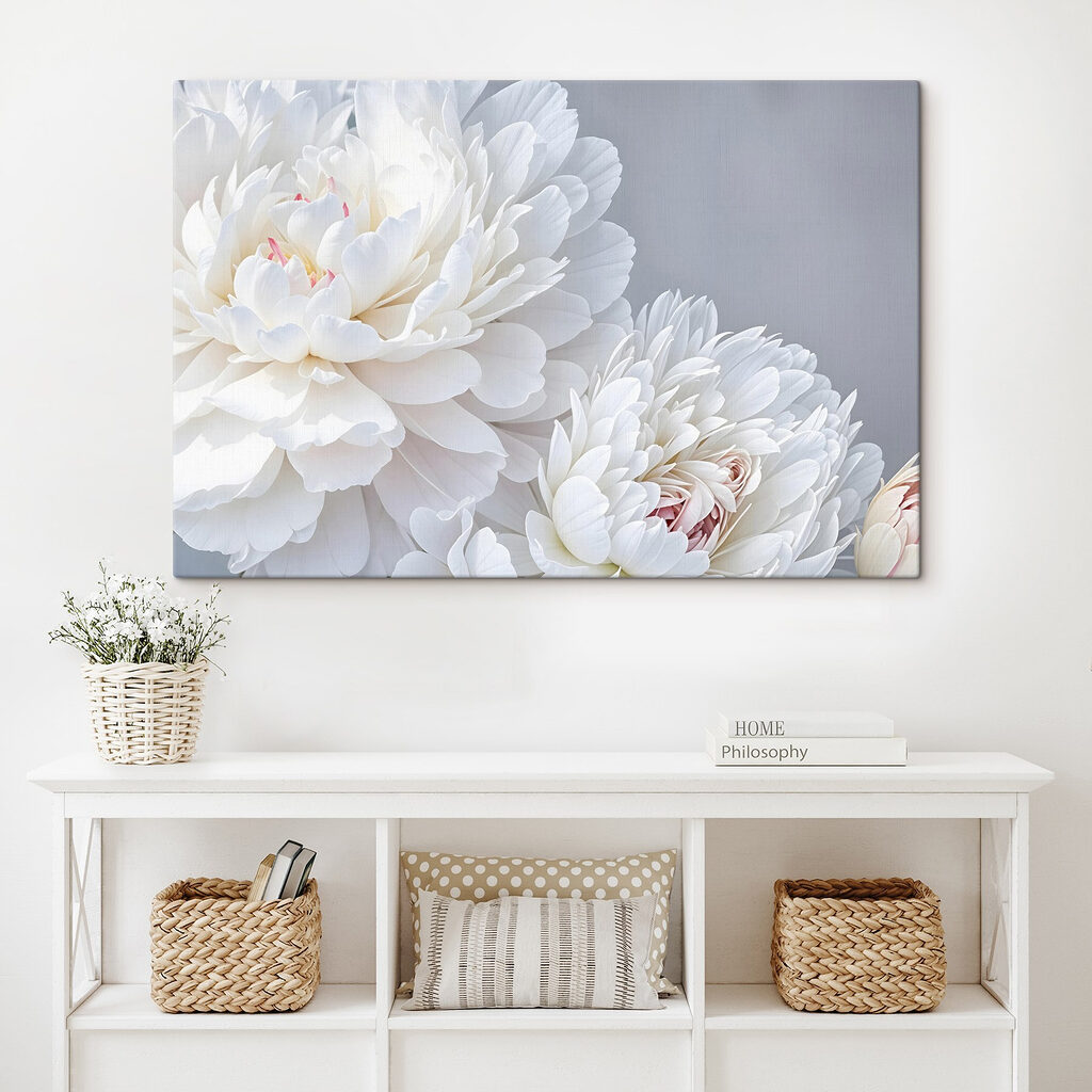 Peonie bianche, accenti rosa — ambiente 2