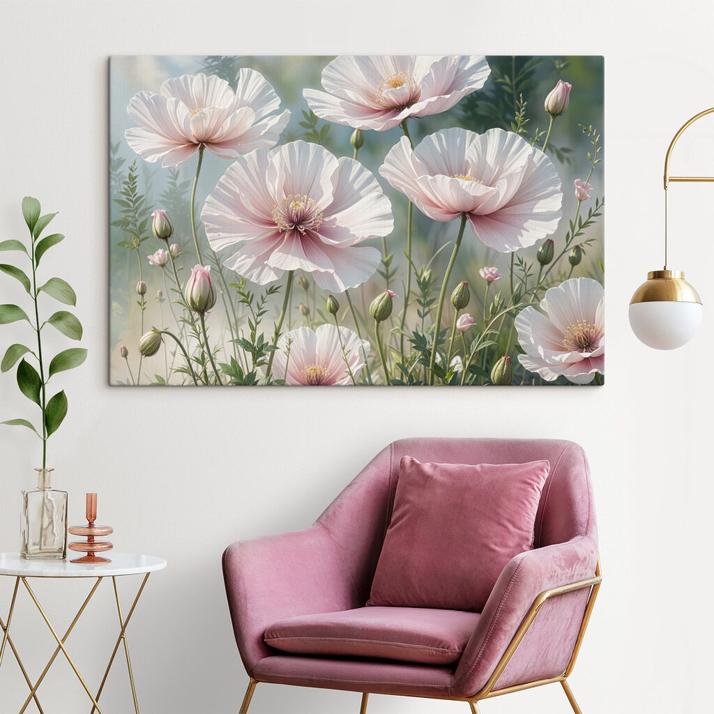 Calici rosa su grigio-verde — ambiente 1