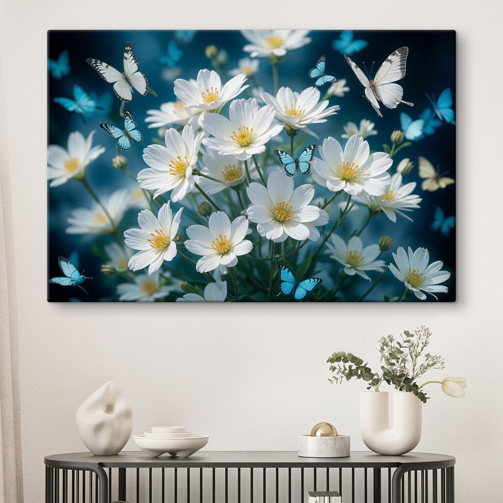 Farfalle sopra fiori bianchi — ambiente 2