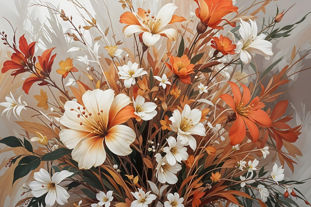 Fiori d’autunno a pennellate — design completo