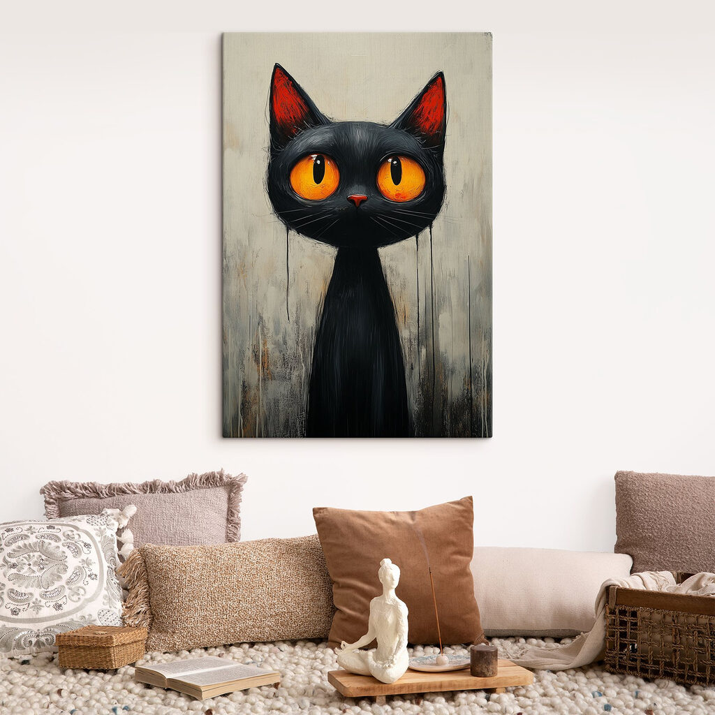 Gatto dagli occhi arancioni in un ambiente