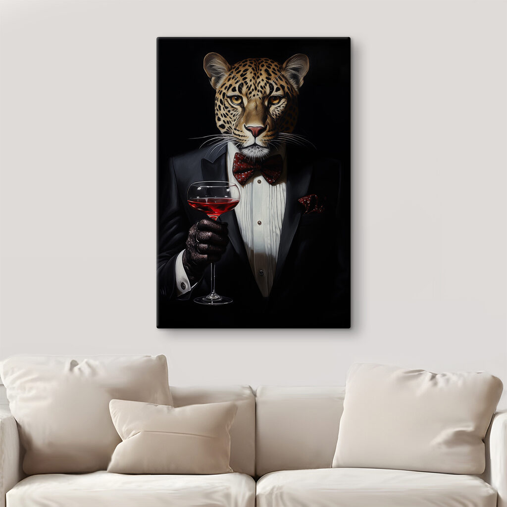 Leopardo in abito scuro — ambiente 1