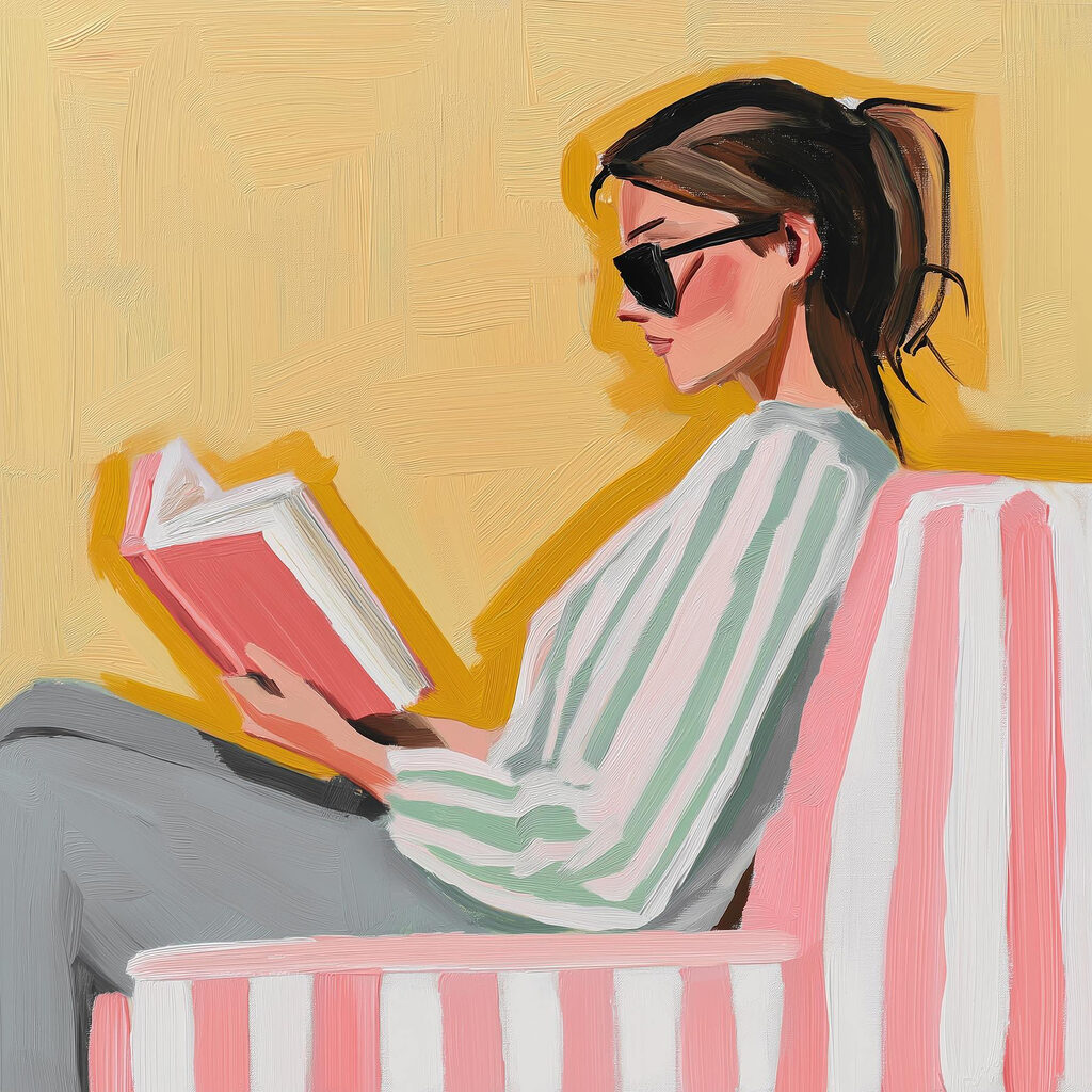 Lettura tra strisce rosa — design completo
