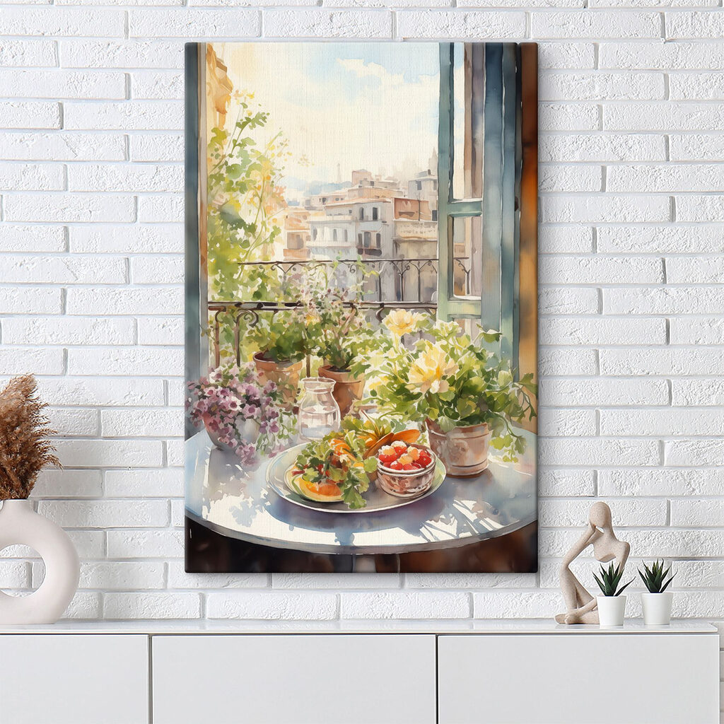 Fiori e tetti cittadini in un ambiente