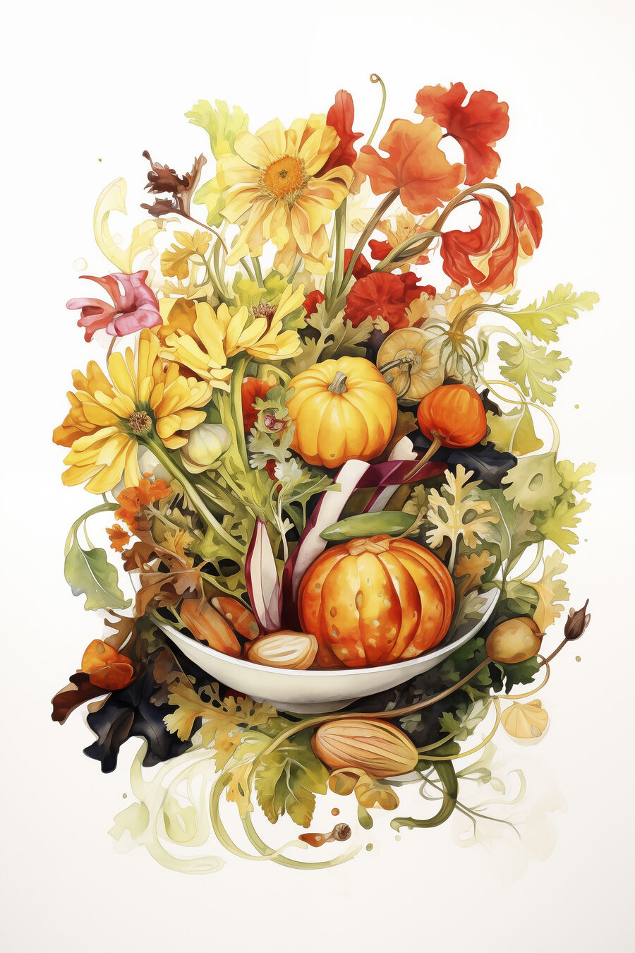 Verdure in acquerello caldo — design completo