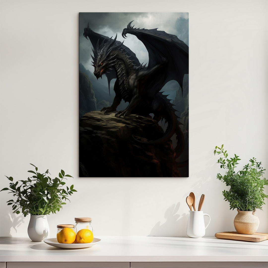 Drago scuro tra rocce — ambiente 1