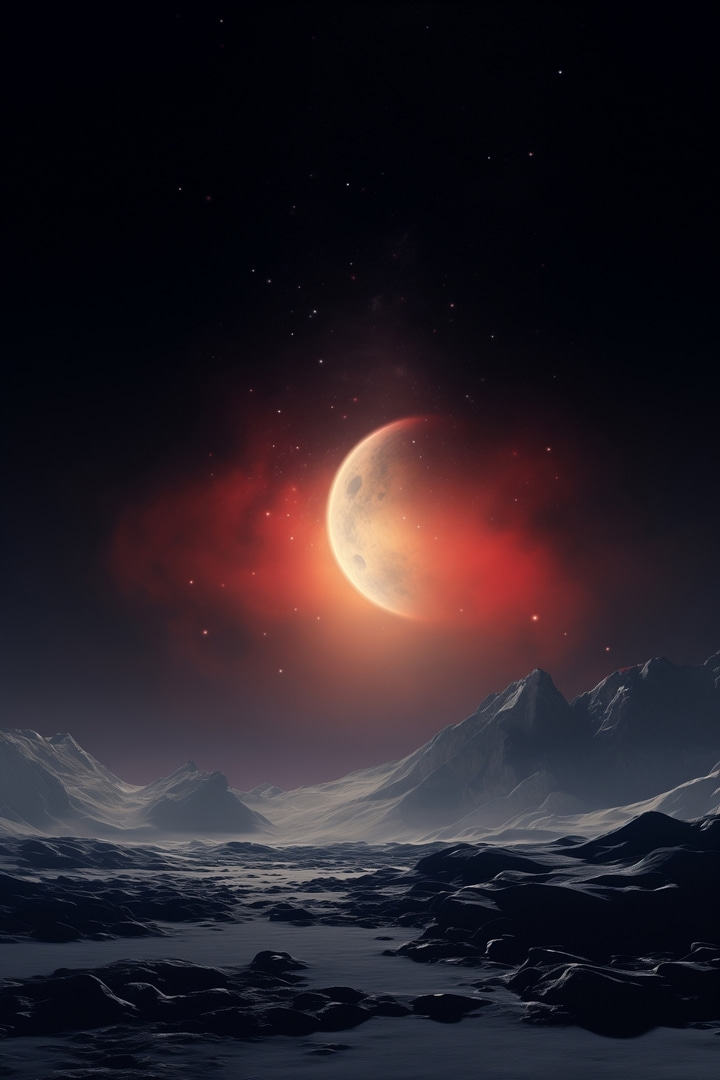 Luna crescente sui monti — design completo