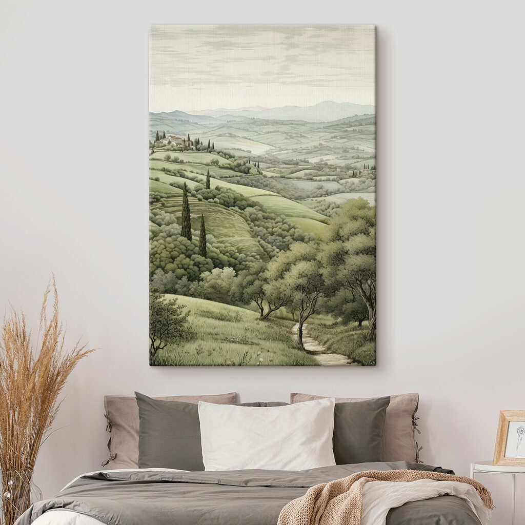 Cipressi tra campi morbidi — ambiente 1