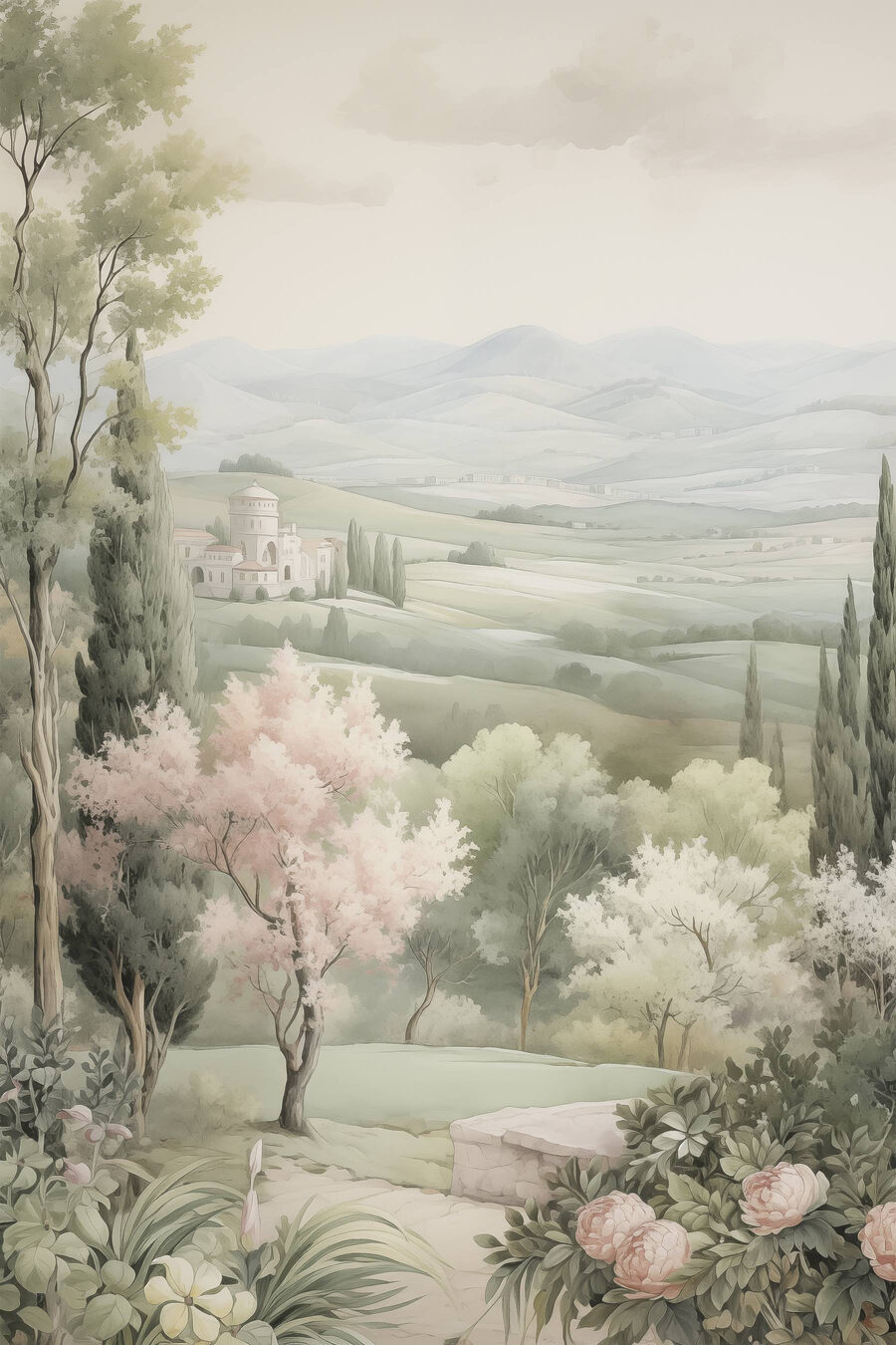 Alberi fioriti sulla valle — design completo
