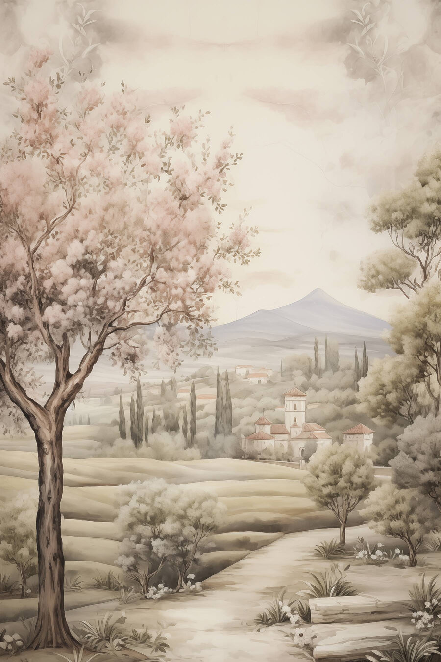 Fiori rosa sui sentieri — design completo