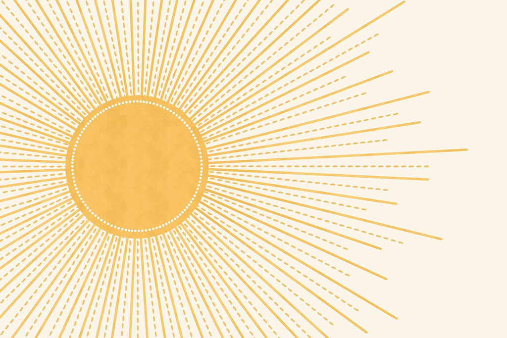 Sole con raggi punteggiati — design completo