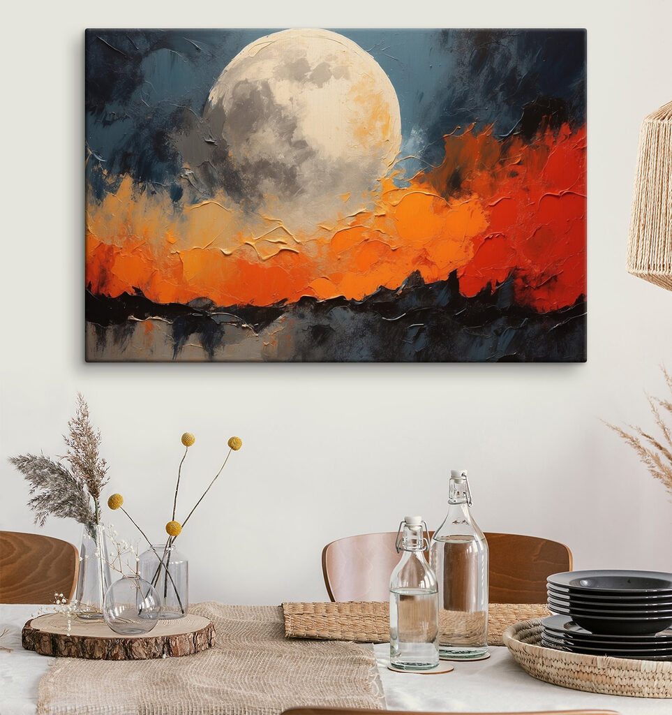 Luna sopra pennellate arancio — ambiente 3