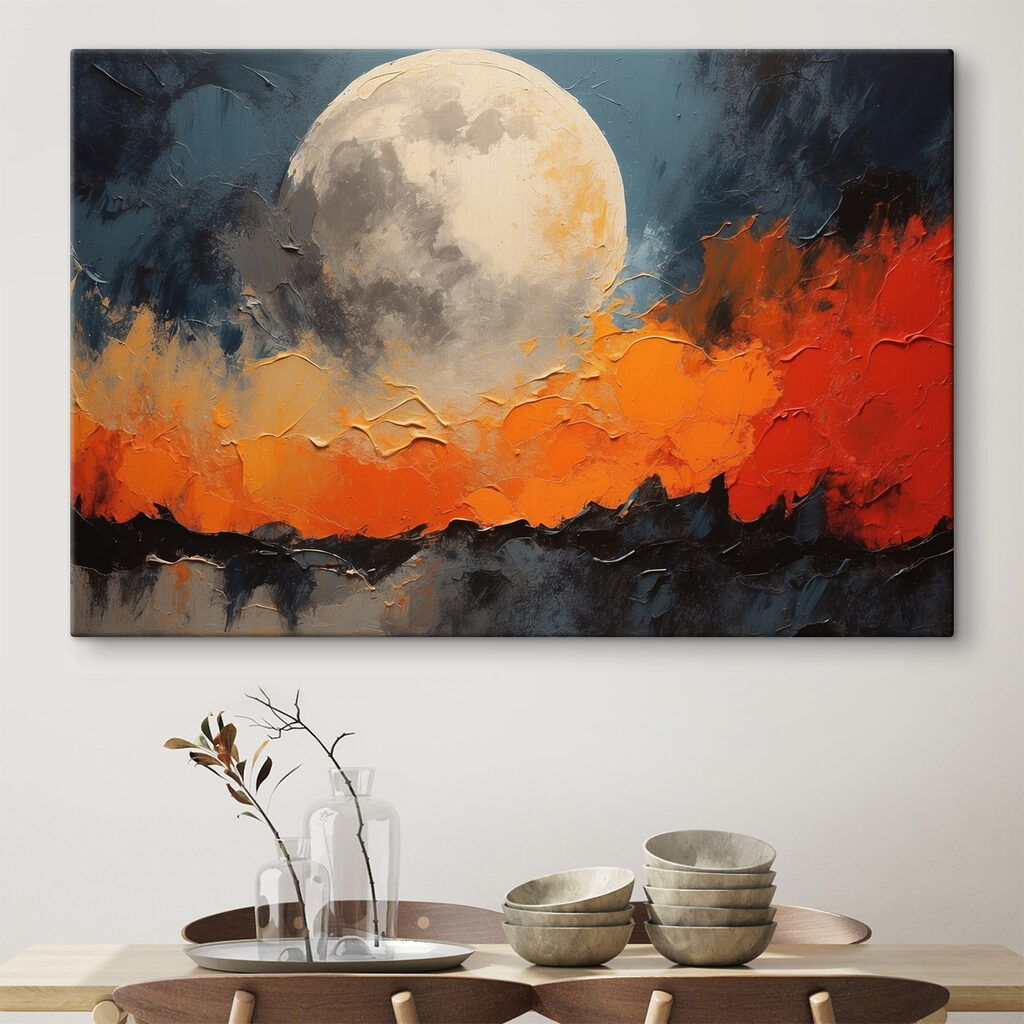 Luna sopra pennellate arancio — ambiente 1