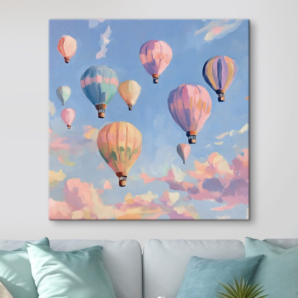 Mongolfiere pastello nel cielo — ambiente 2