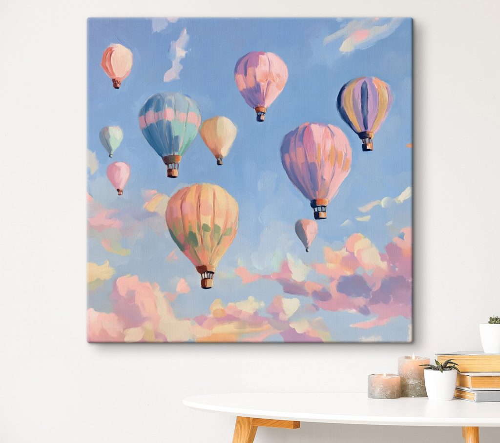 Mongolfiere pastello nel cielo — ambiente 3