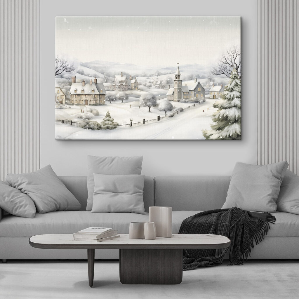Campanile sulla strada innevata — ambiente 1