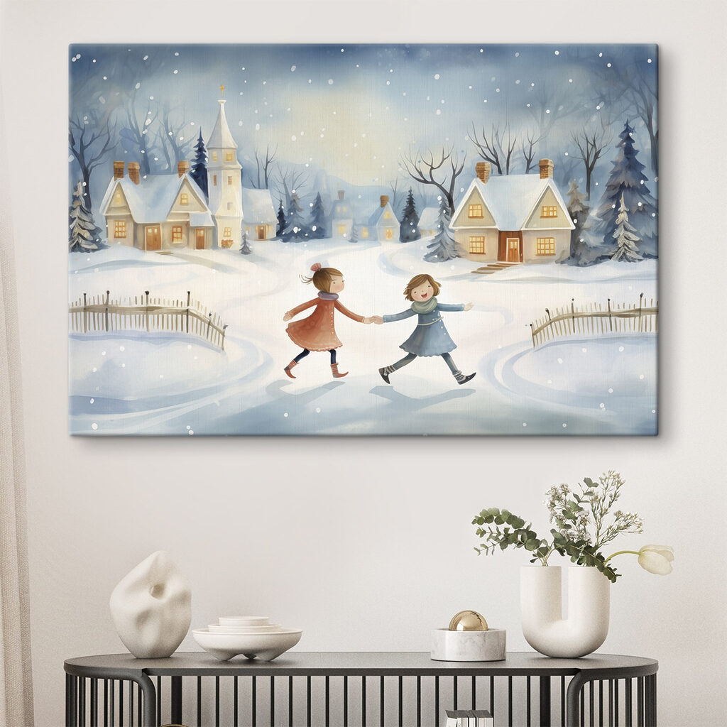 Insieme sotto la neve in un ambiente
