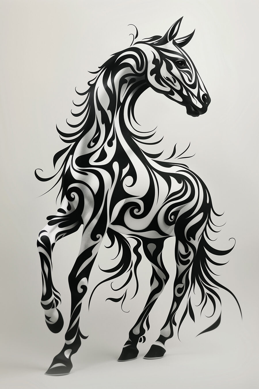 Cavallo di linee nere — design completo
