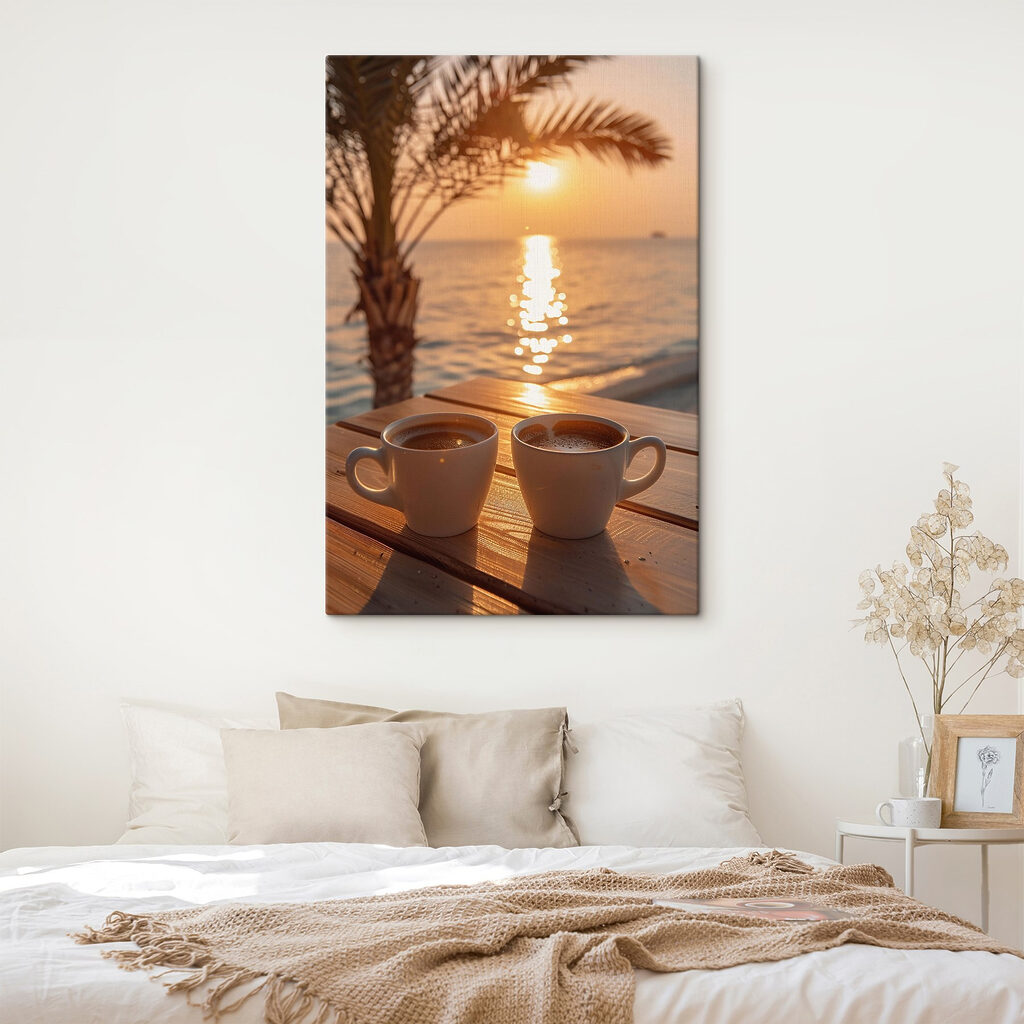 Due caffè al tramonto in un ambiente