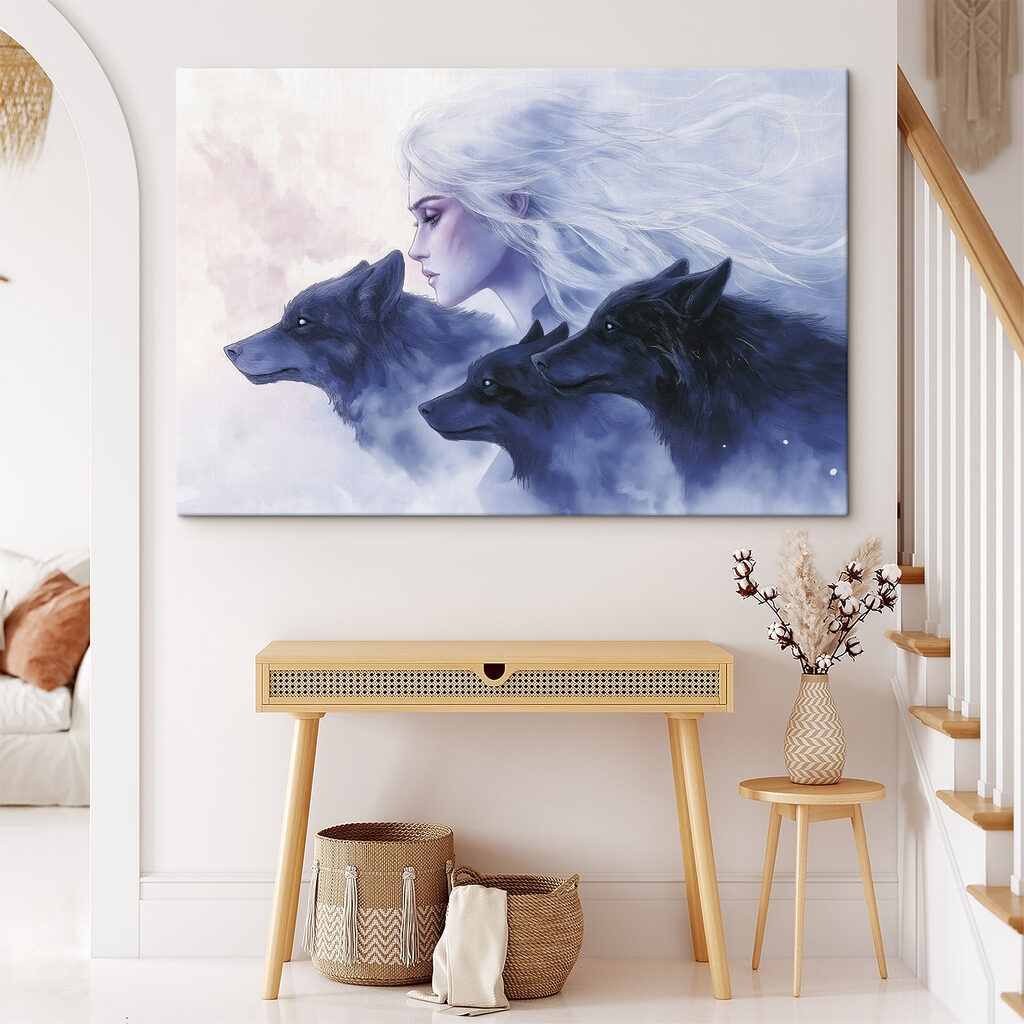 Donna e lupi blu — ambiente 2
