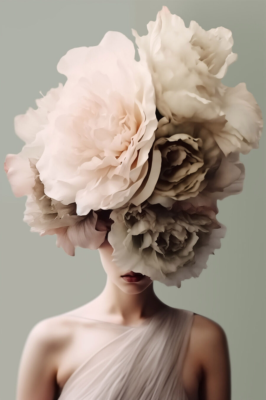 Viso sotto le peonie — design completo