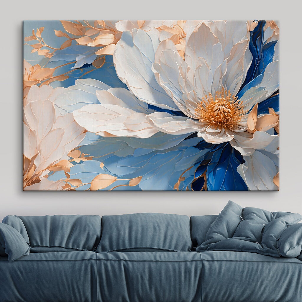 Fiore tra pieghe blu — ambiente 1