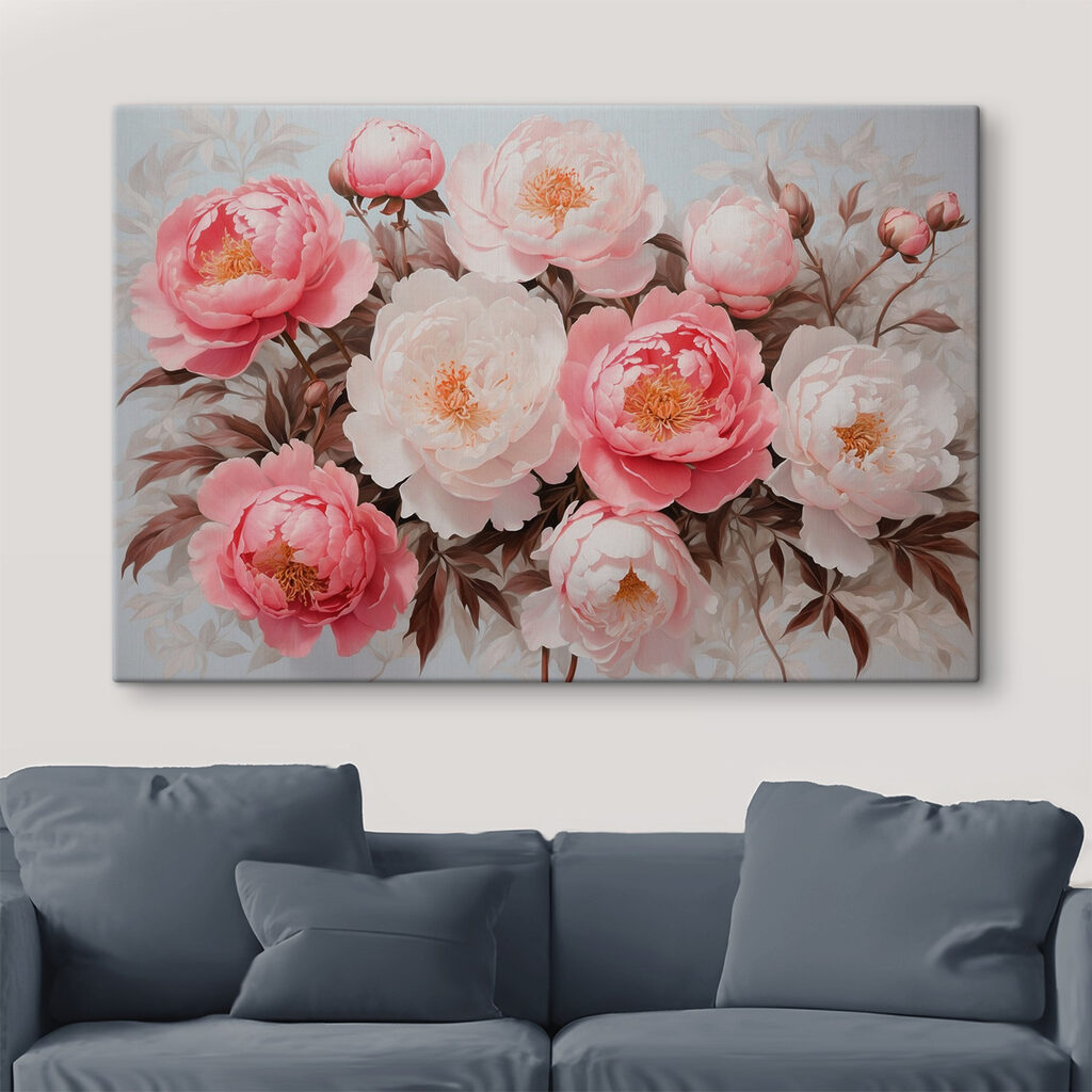 Peonie in ghirlanda rosa — ambiente 2