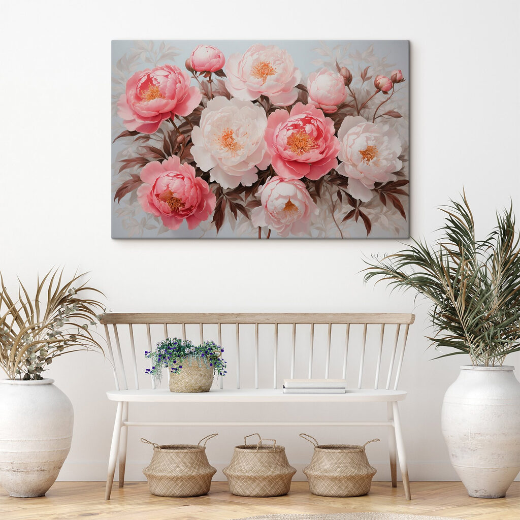 Peonie in ghirlanda rosa — ambiente 3
