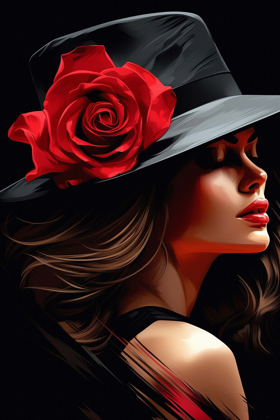Rosa sul cappello nero — design completo