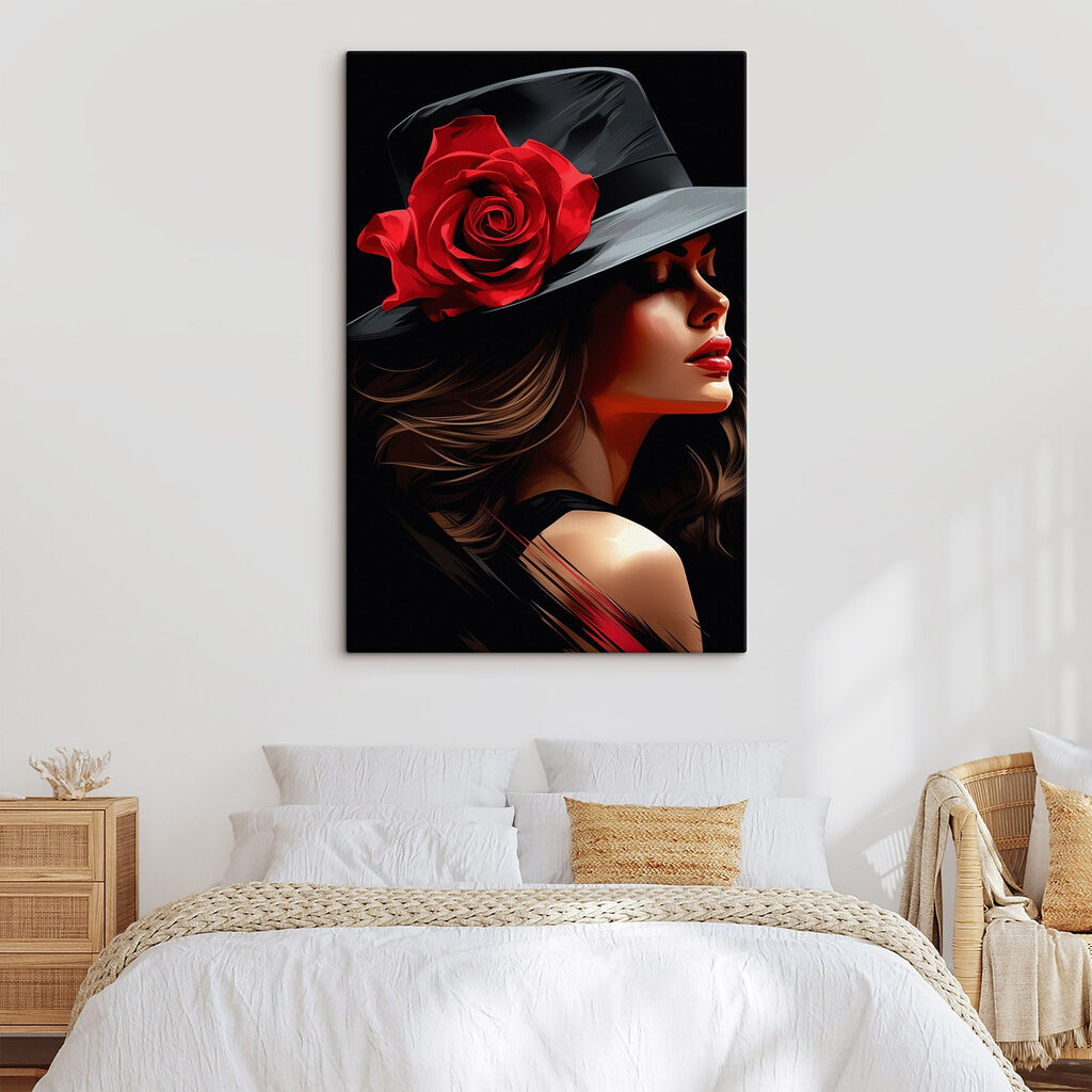 Rosa sul cappello nero — ambiente 1