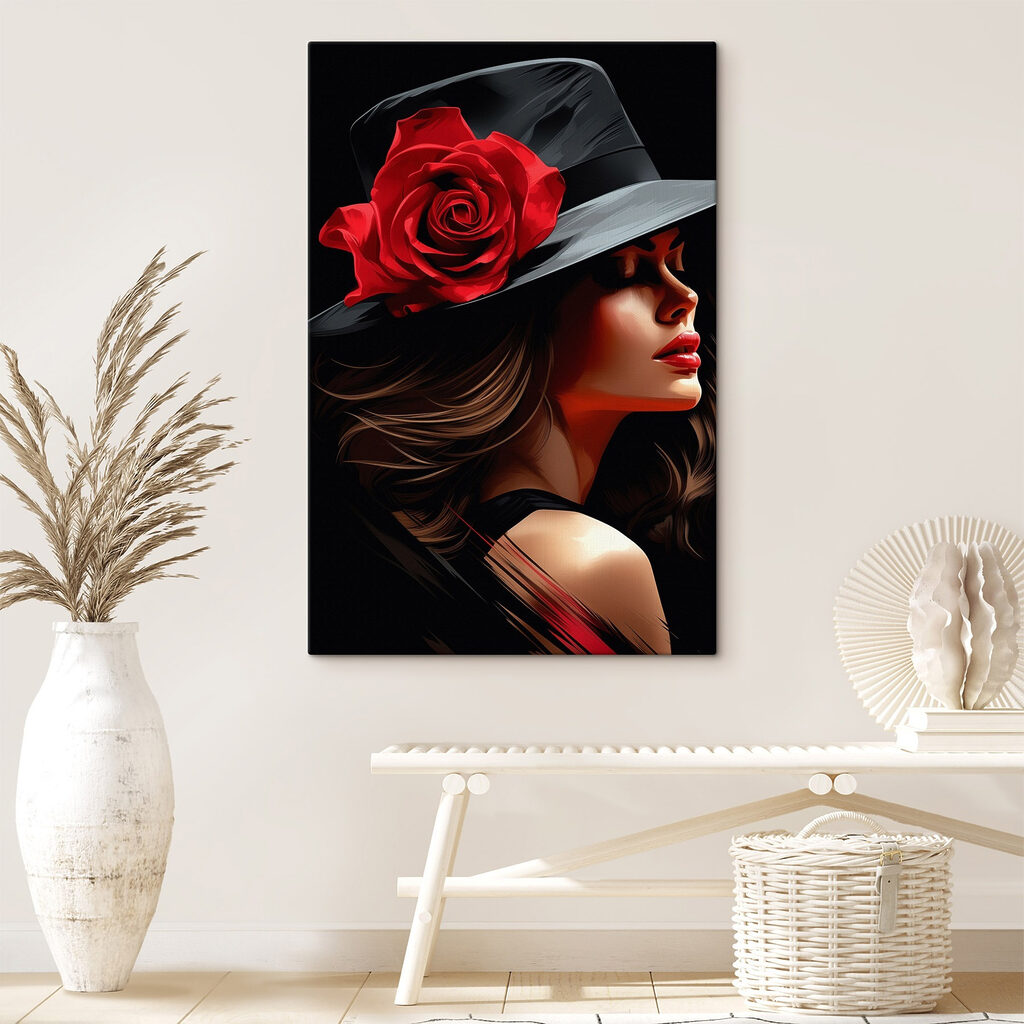 Rosa sul cappello nero — ambiente 2