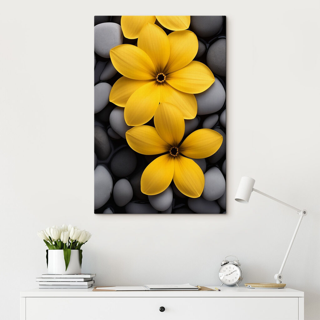 Fiori gialli tra ciottoli — ambiente 1