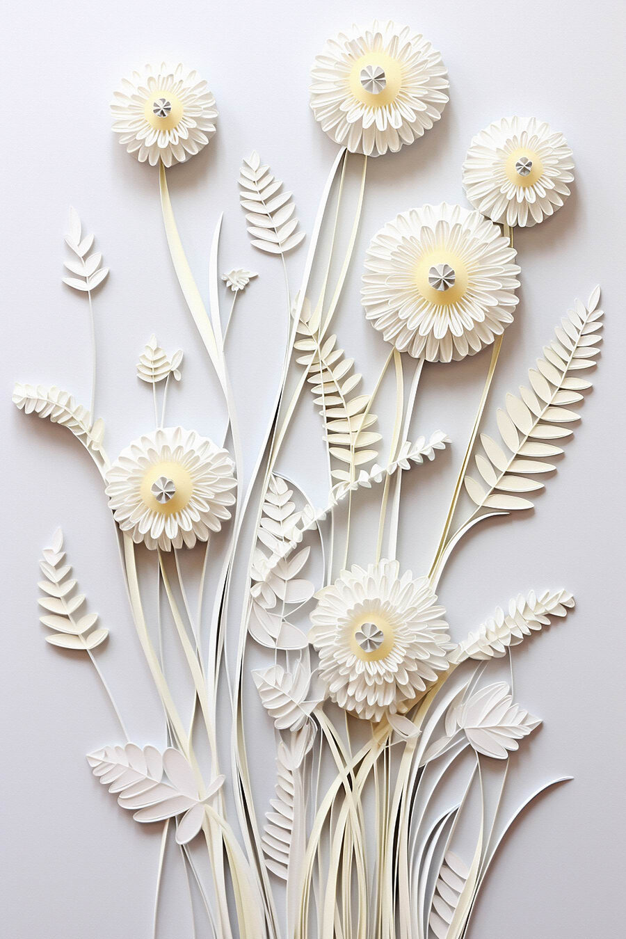 Fiori bianchi e felci — design completo