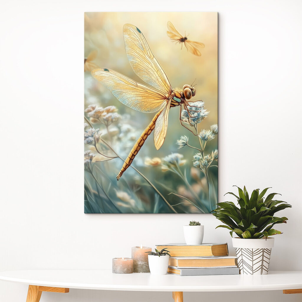 Libellula tra i fiori in un ambiente