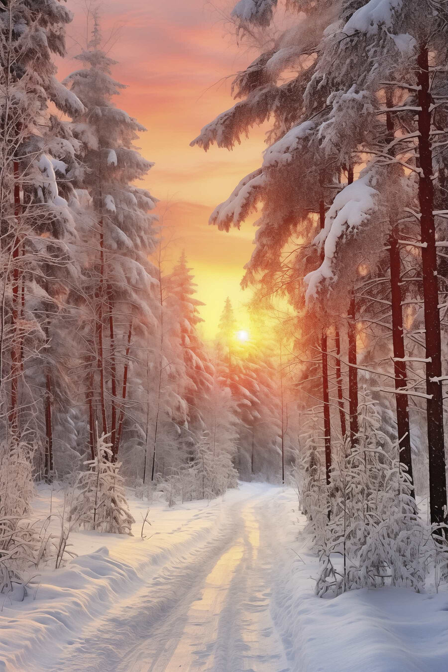 Cielo rosa sulla neve — design completo