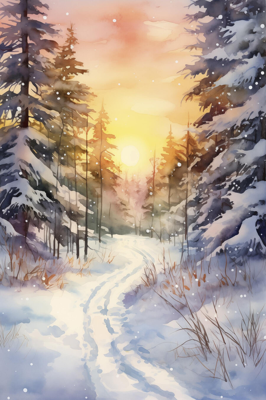 Sentiero innevato dorato — design completo