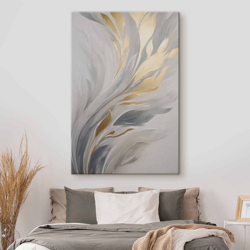 Foglie d’oro su grigio — ambiente 1