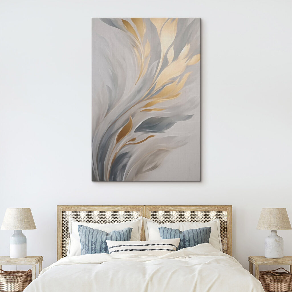 Foglie d’oro su grigio — ambiente 2