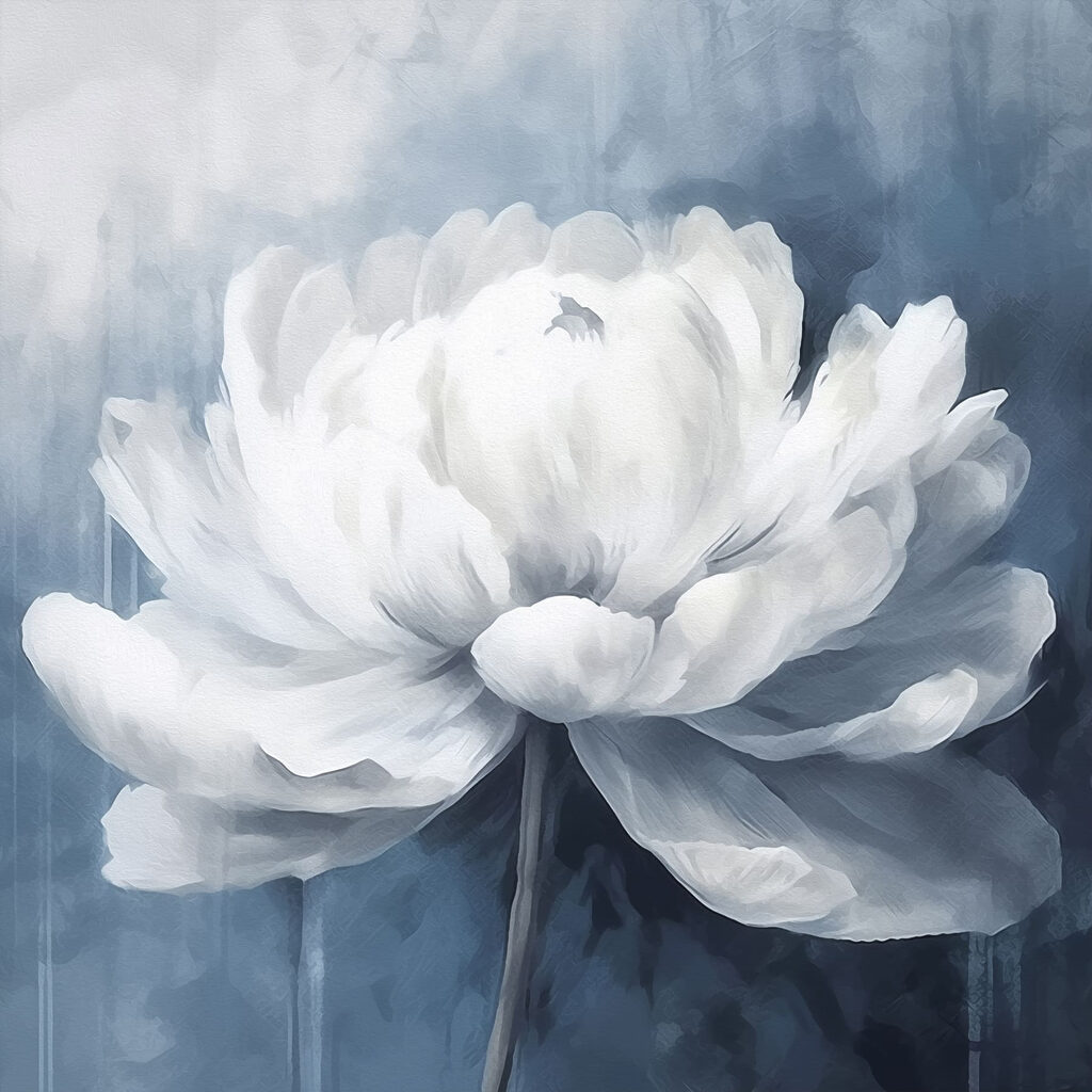Peonia in acquerello blu — design completo