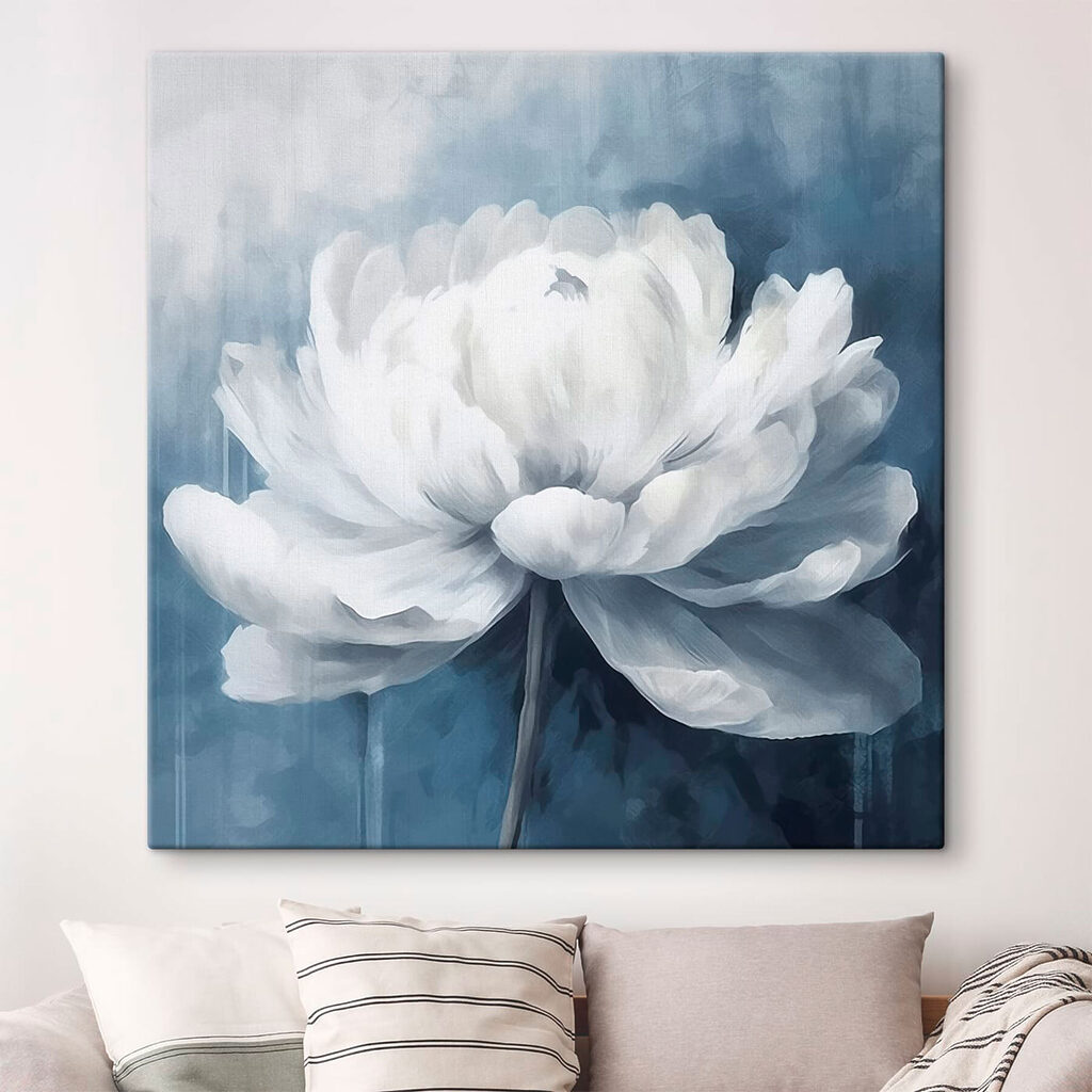 Peonia in acquerello blu — ambiente 1